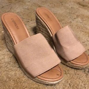 Brown slip on wedges